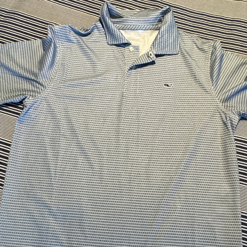Vineyard Vines Light Blue Patterned Polo